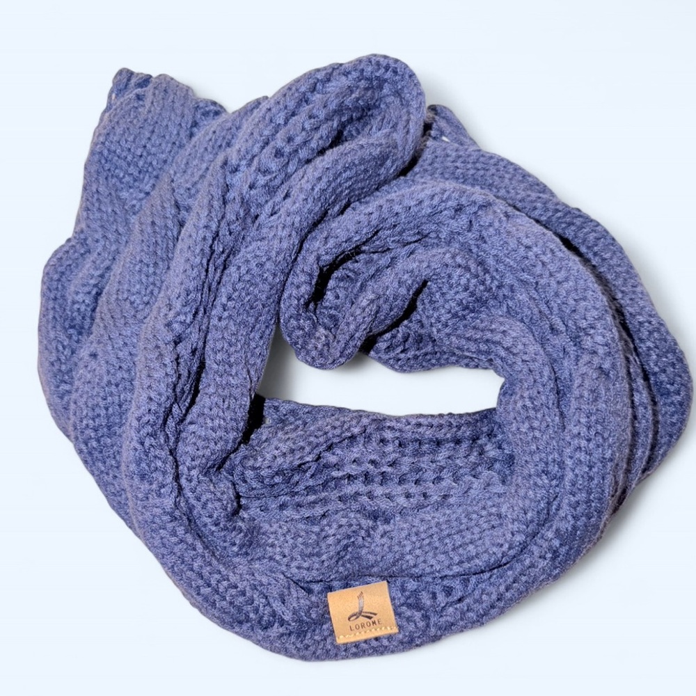 Lorome Blue Cable Knit Infinity Scarf